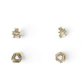 Geometric Circle Baguette Stud Earrings 2 Pair Set